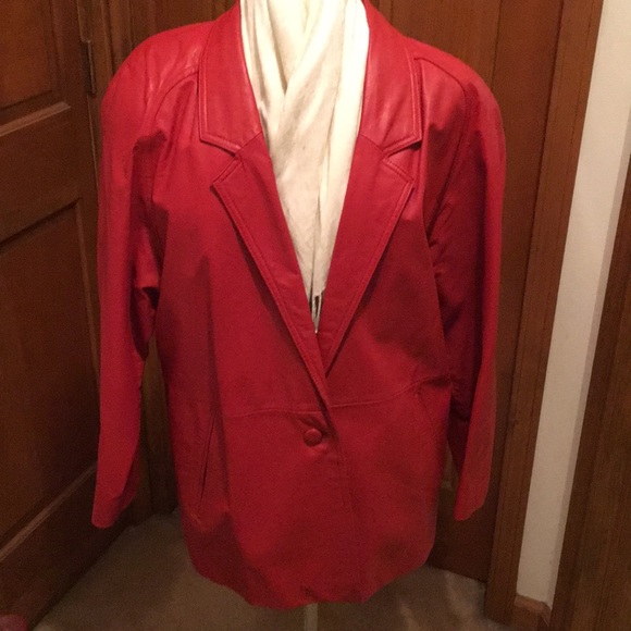 Exclusively Rosalee Jackets & Blazers - 🌹LIKE NEW GENUINE LEATHER Vintage Red Jacket